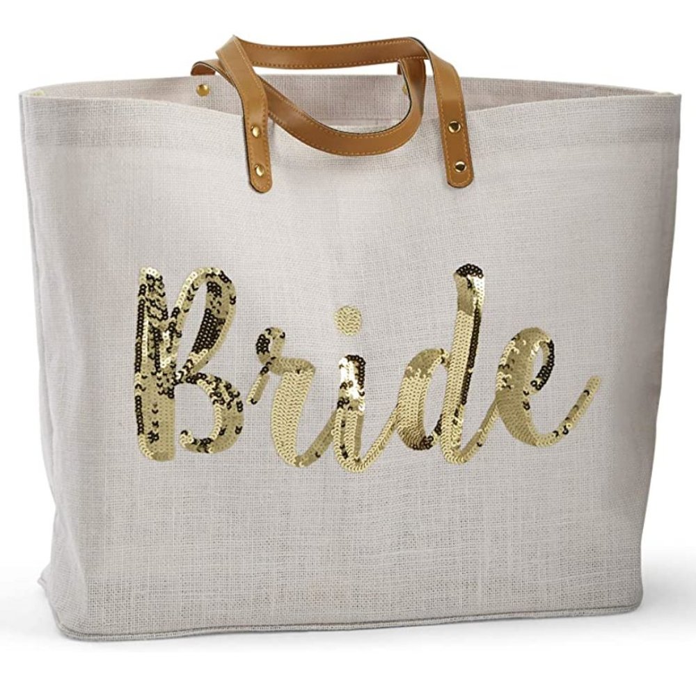 NWT Mud Pie Bride Sequin Tote - Gold